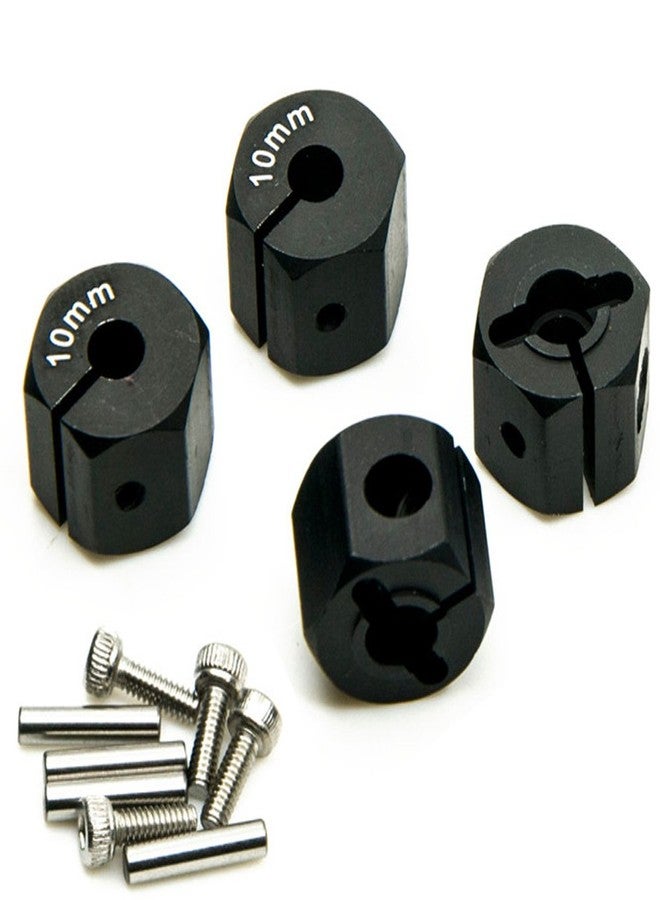 QUE-T Aluminum 10mm Thickness 12mm Wheel Hex Drive Adaptors with Pins & Screws for Most of 1/10 RC Crawler Car Black - Image 1
